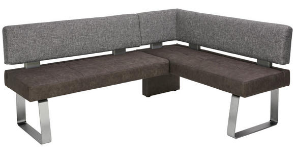 ECKBANK 226/156 cm in Grau, Edelstahlfarben - Edelstahlfarben/Grau, Design, Textil/Metall (226/156cm) - Moderano
