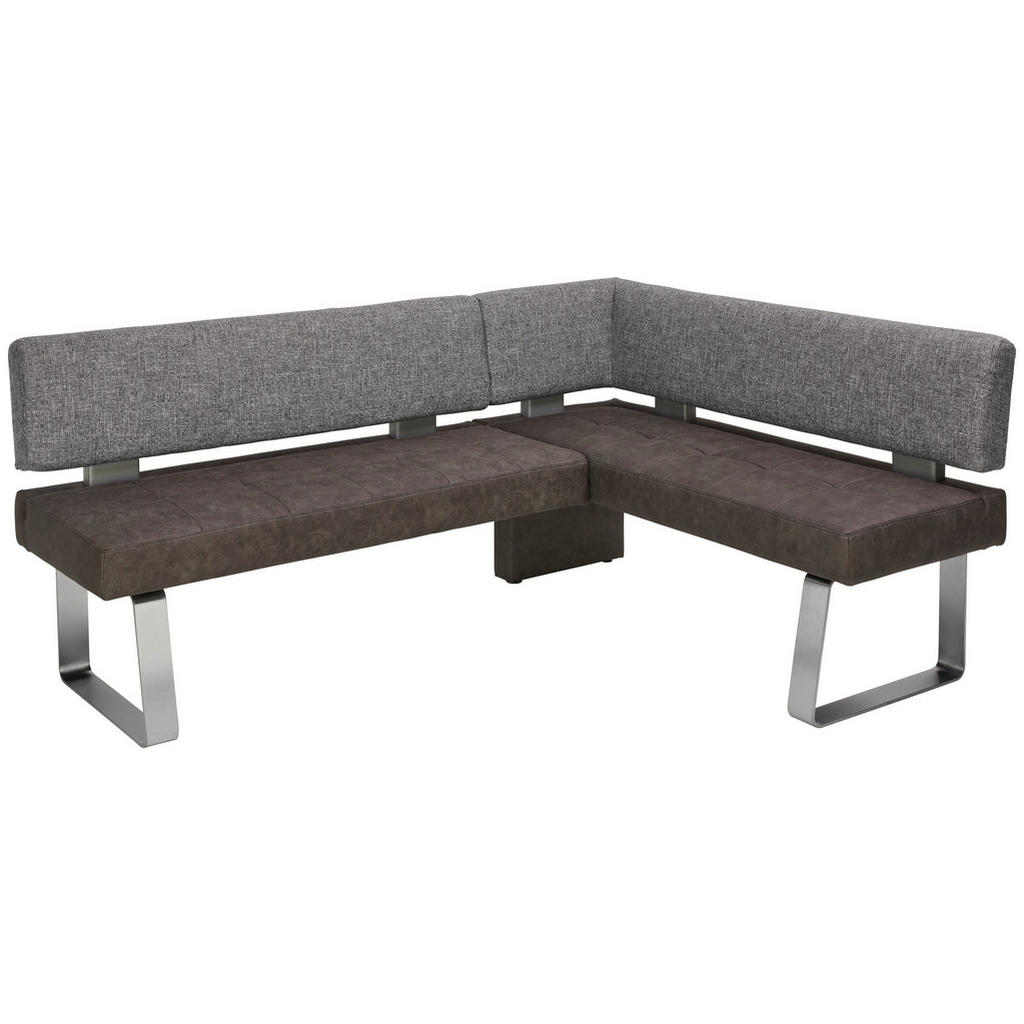 Thumbnail - Moderano Eckbank, Grau, Edelstahl, Metall, Textil, 4-Sitzer, nicht einzeln stellbar, L-Form, 203x133 cm, Goldenes M, Ema...