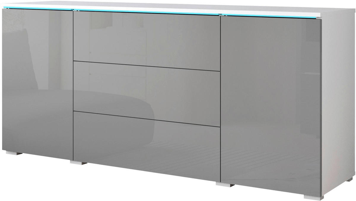 SIDEBOARD Vera  in  - Grau Hochglanz/Weiß, Trend, Holzwerkstoff/Kunststoff (150/67,9/39,5cm)