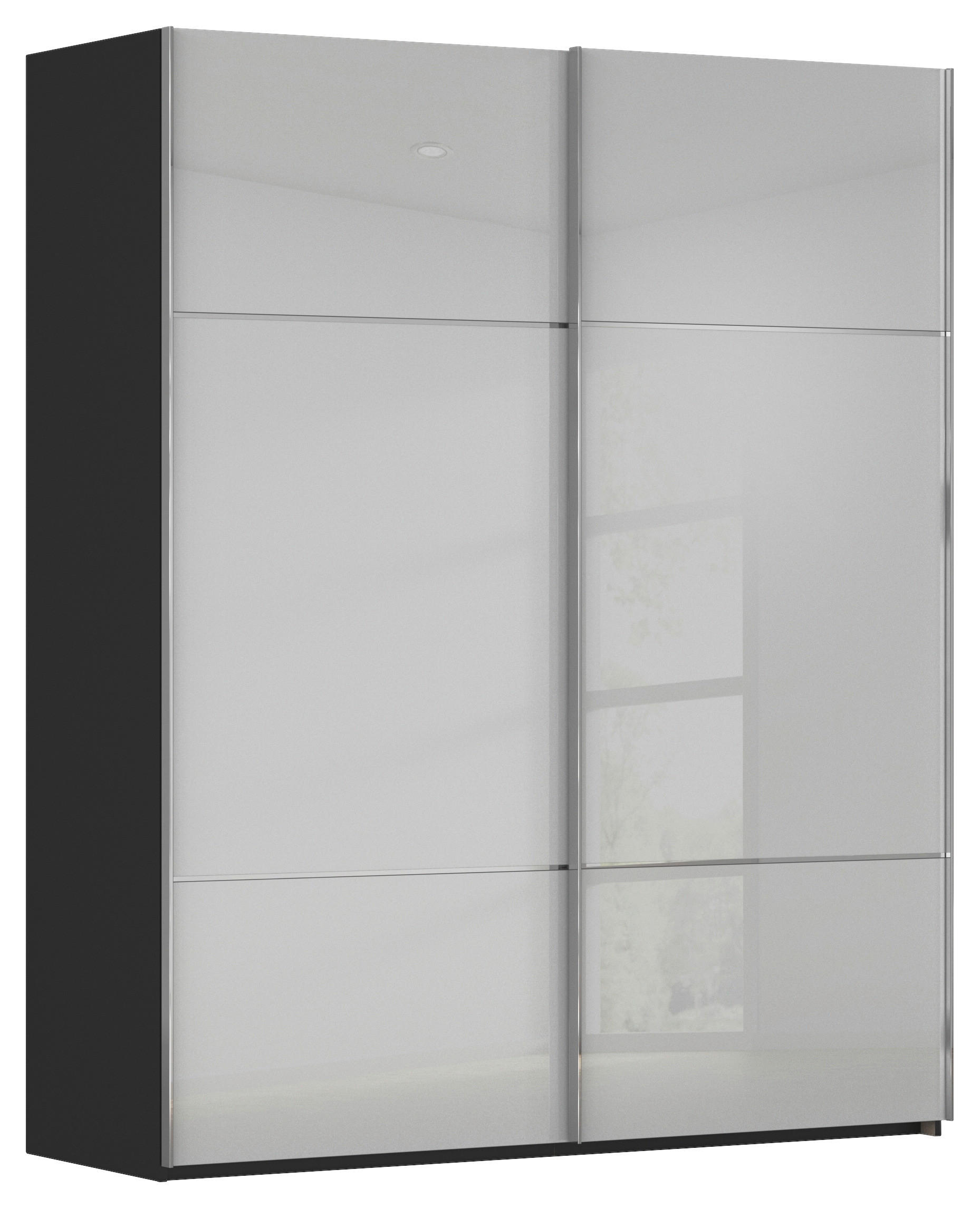 SCHWEBETÜRENSCHRANK in Grau, Schwarz  - Chromfarben/Schwarz, Konventionell, Glas/Holzwerkstoff (162/223/68cm) - Novel