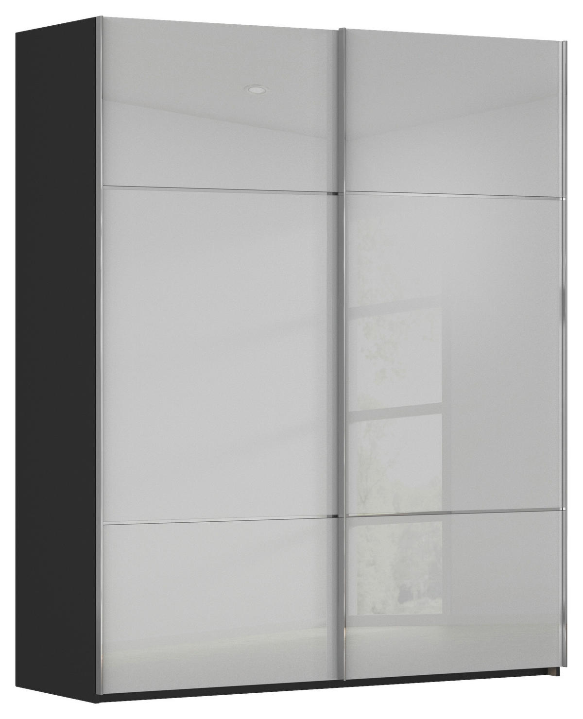 SCHWEBETÜRENSCHRANK in Grau, Schwarz  - Chromfarben/Schwarz, Konventionell, Glas/Holzwerkstoff (162/223/68cm) - Novel