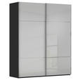 SCHWEBETÜRENSCHRANK 162/223/68 cm 2-türig Grau, Schwarz  - Chromfarben/Schwarz, KONVENTIONELL, Glas/Holzwerkstoff (162/223/68cm) - Novel