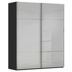 SCHWEBETÜRENSCHRANK 162/223/68 cm 2-türig Grau, Schwarz  - Chromfarben/Schwarz, KONVENTIONELL, Glas/Holzwerkstoff (162/223/68cm) - Novel