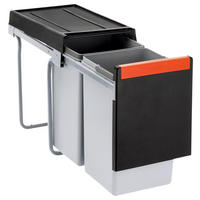 EINBAUABFALLSAMMLER 1 x 20 / 1 x 10 l  Kunststoff  - Schwarz/Grau, Basics, Kunststoff (25,3/43,3/46,7cm) - Franke