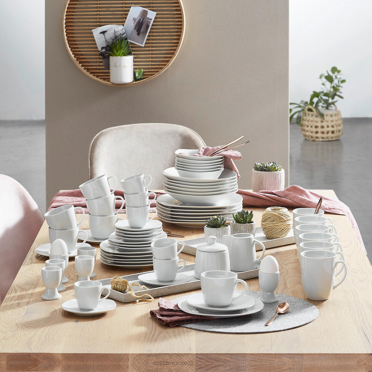 KOMBISERVICE Weiß Atrium 62-teilig 6 Personen  - Weiß, Basics, Keramik - Van Well