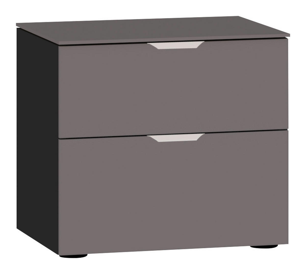 NACHTKÄSTCHEN 45/42/43 cm  in Schwarz, Dunkelgrau  - Edelstahlfarben/Dunkelgrau, Design, Glas/Holzwerkstoff (45/42/43cm) - Jutzler