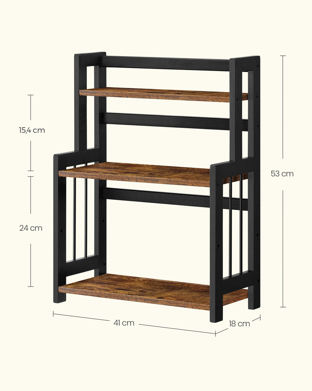GEWÜRZREGAL - Schwarz/Braun, Basics, Holzwerkstoff/Metall (41/53/18cm)