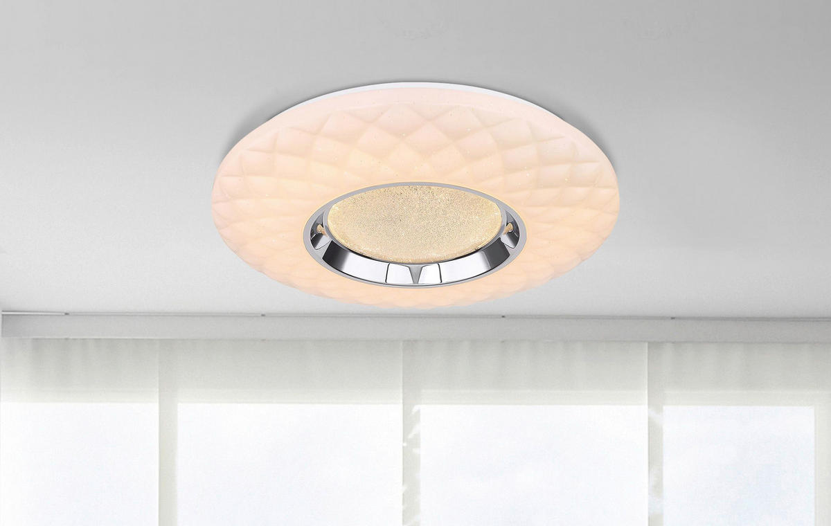 STROPNÉ LED SVIETIDLO, 49/6,8 cm  - opálová, Design, kov/plast (49/6,8cm) - Globo