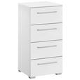 KOMMODE , 40/81/42 cm, 4 Schublade(n)  - Silberfarben/Alufarben, Design, Holzwerkstoff/Kunststoff (40/81/42cm) - Novel