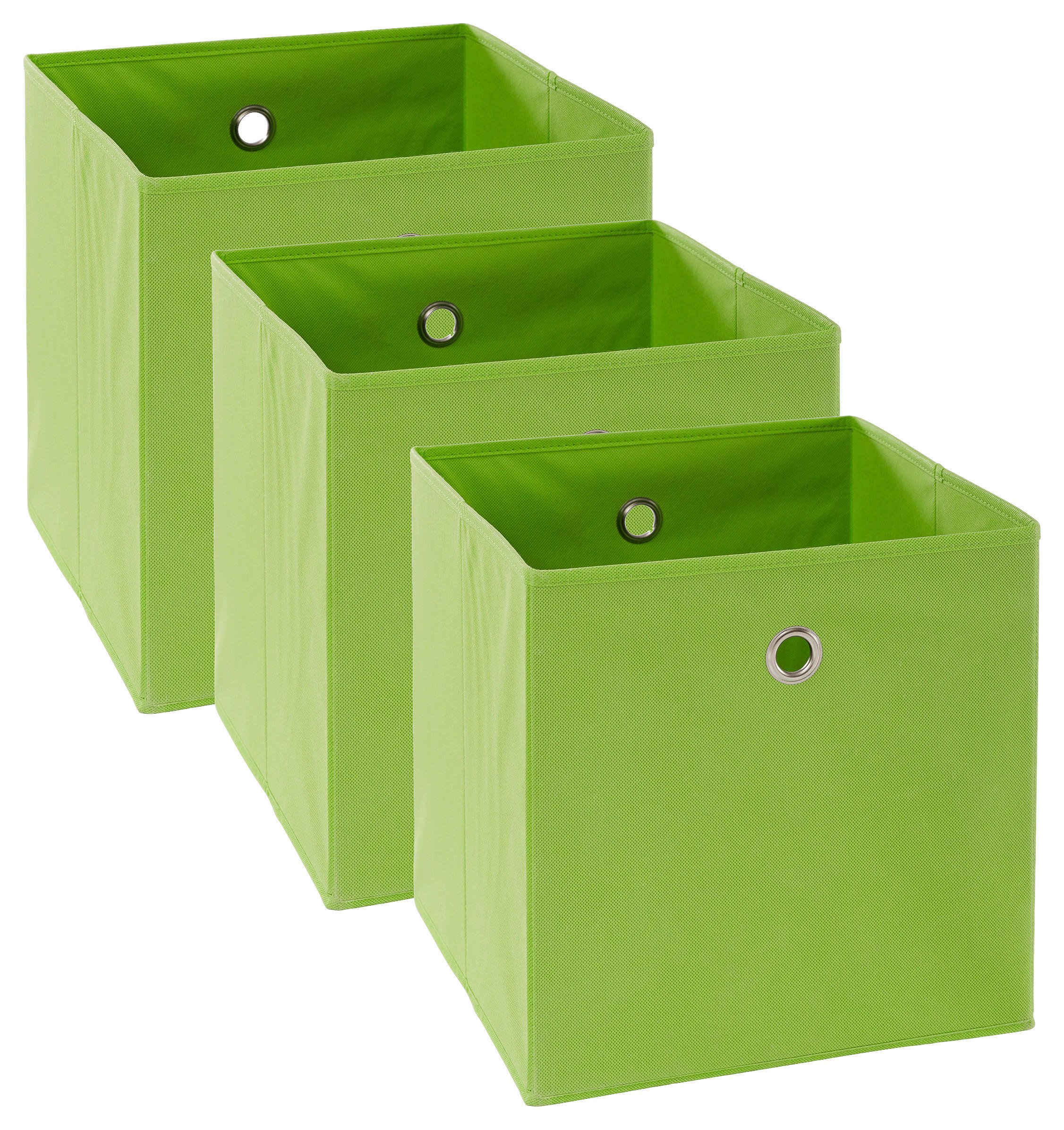 FALTBOX 3er Set - Silberfarben/Grün, Design, Karton/Textil (32/32/32cm) - Carryhome