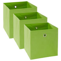 FALTBOX 3er Set - Silberfarben/Grün, Design, Karton/Textil (32/32/32cm) - Carryhome