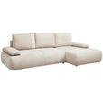 ECKSOFA Naturfarben Webstoff  inkl. Rückenkissen, Bettkasten, Schlaffunktion, Rücken echt, Armteilverstellung, Liegefläche im Originalstoff  - Schwarz/Naturfarben, KONVENTIONELL, Kunststoff/Textil (282/162cm) - Carryhome