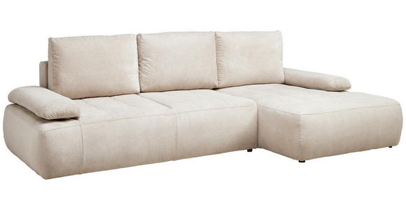 ECKSOFA Naturfarben Webstoff  inkl. Rückenkissen, Bettkasten, Schlaffunktion, Rücken echt, Armteilverstellung, Liegefläche im Originalstoff  - Schwarz/Naturfarben, KONVENTIONELL, Kunststoff/Textil (282/162cm) - Carryhome