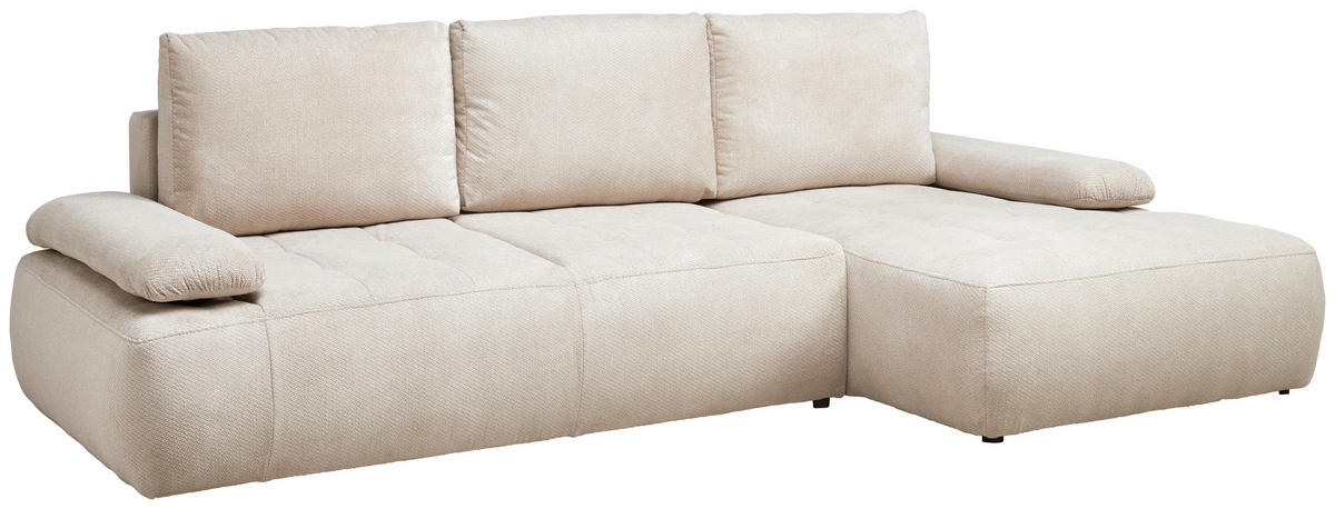 ECKSOFA Naturfarben Webstoff  - Schwarz/Naturfarben, KONVENTIONELL, Kunststoff/Textil (282/162cm) - Carryhome