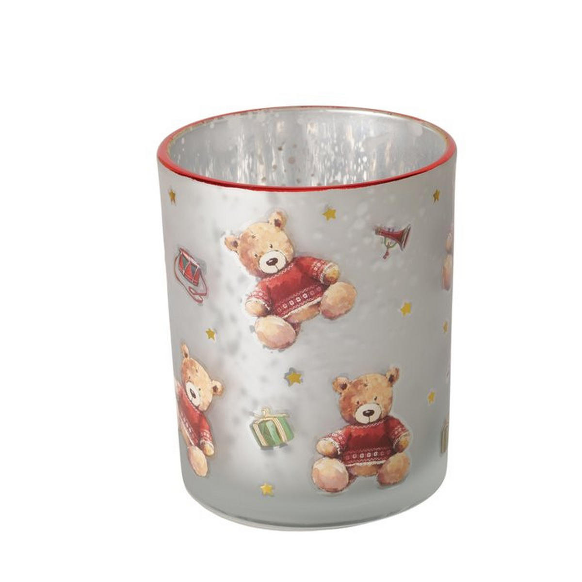 TEELICHTGLAS - Rot/Silberfarben, LIFESTYLE, Glas (9/10,5cm)