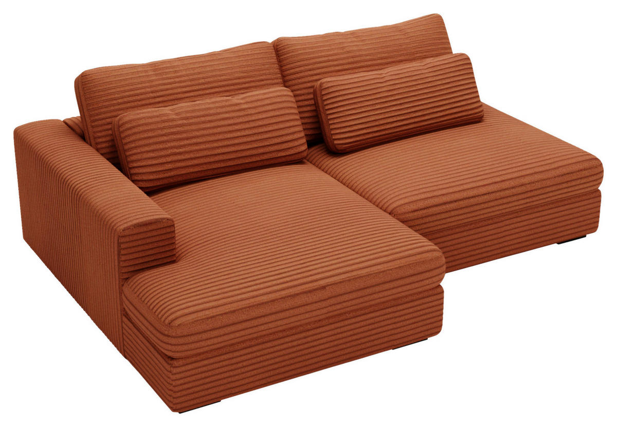 ECKSOFA in Cord Bronzefarben  - Schwarz/Bronzefarben, Design, Kunststoff/Textil (158/223cm) - Lomoco