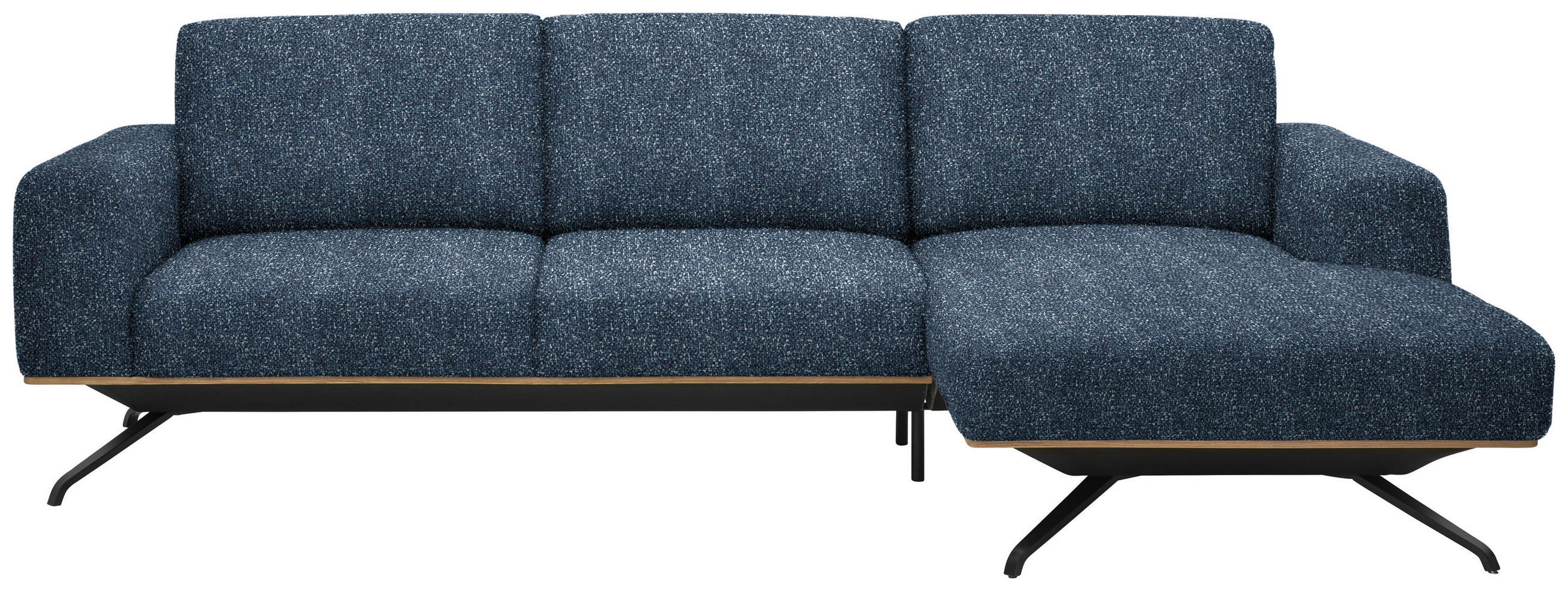 ECKSOFA in Struktur Blau  - Blau/Schwarz, Design, Textil/Metall (262/157cm) - Novel