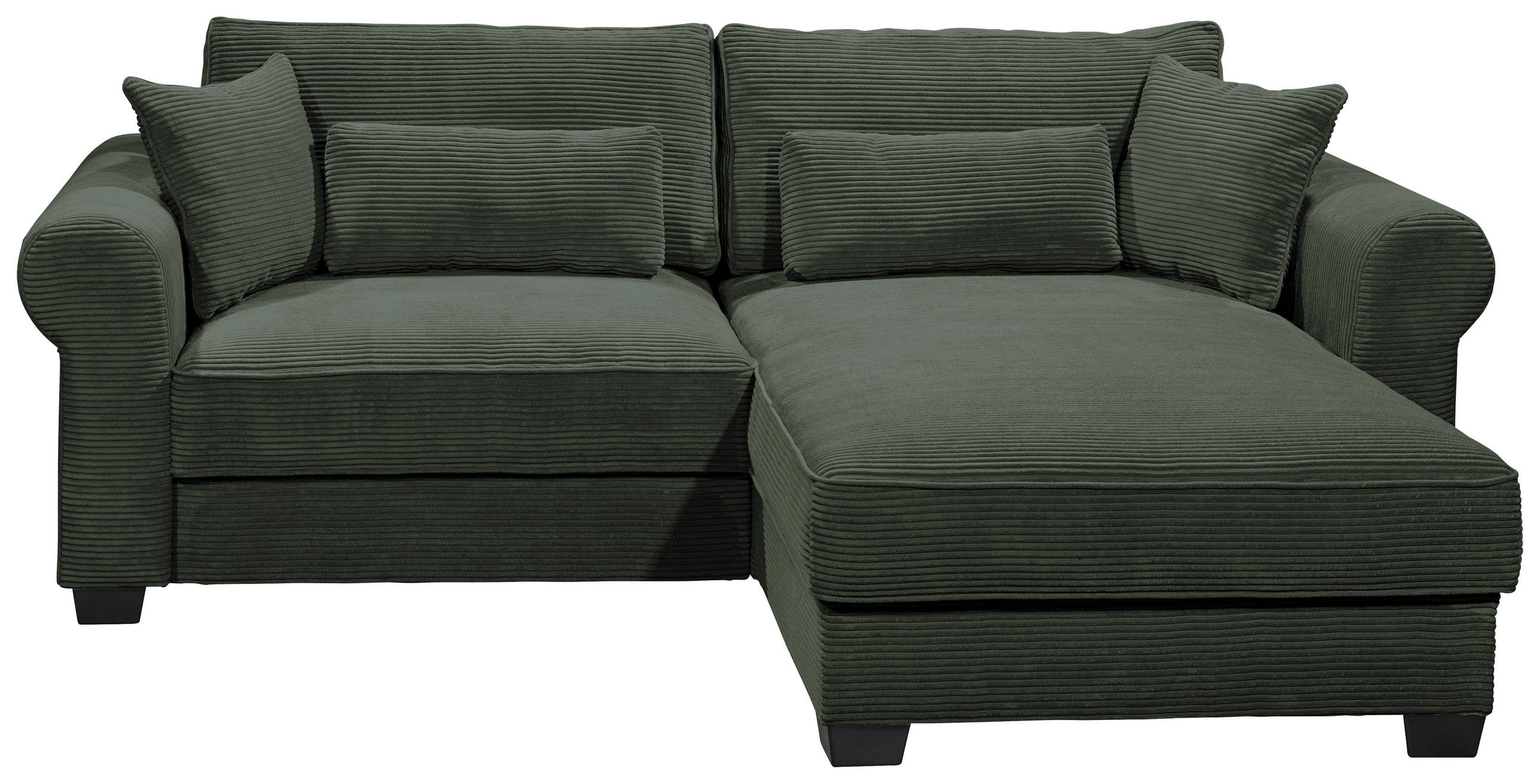 ECKSOFA in Cord Dunkelgrün  - Dunkelgrün/Schwarz, Basics, Kunststoff/Textil (255/92/185cm) - MID.YOU