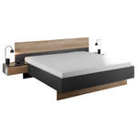 BETTANLAGE 180/200 cm  in Graphitfarben, Eichefarben  - Eichefarben/Graphitfarben, KONVENTIONELL, Holzwerkstoff (180/200cm) - Carryhome