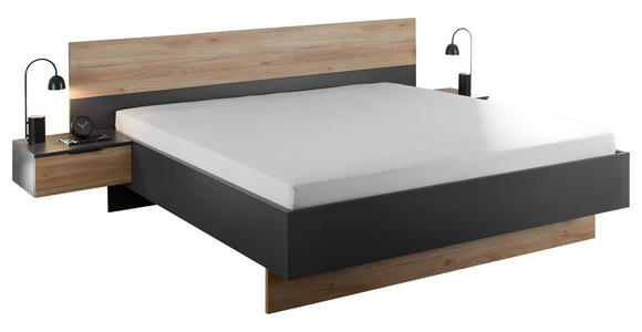 BETTANLAGE 180/200 cm  in Graphitfarben, Eichefarben  - Eichefarben/Graphitfarben, KONVENTIONELL, Holzwerkstoff (180/200cm) - Carryhome