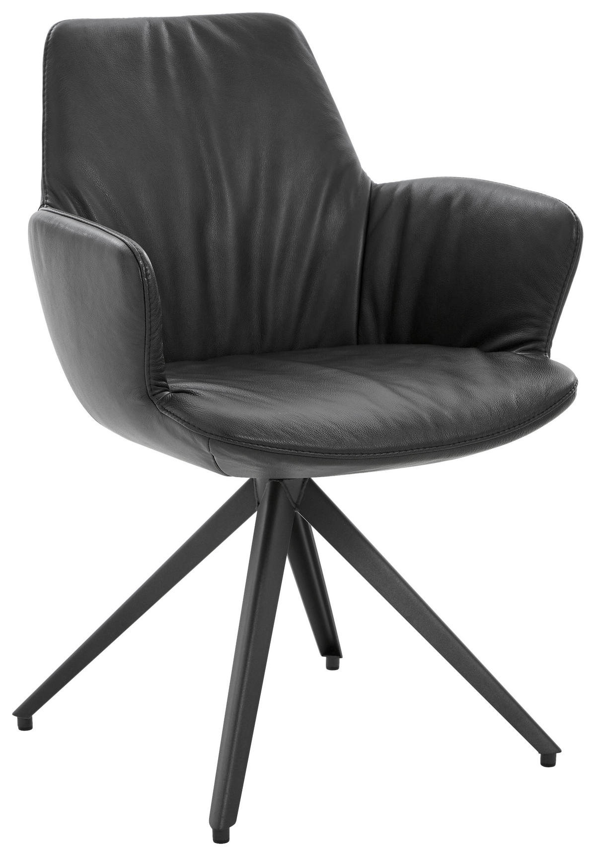 ARMLEHNSTUHL  in Echtleder gewachst  - Dunkelgrau/Anthrazit, Design, Leder/Metall (60/87/62cm) - Bert Plantagie