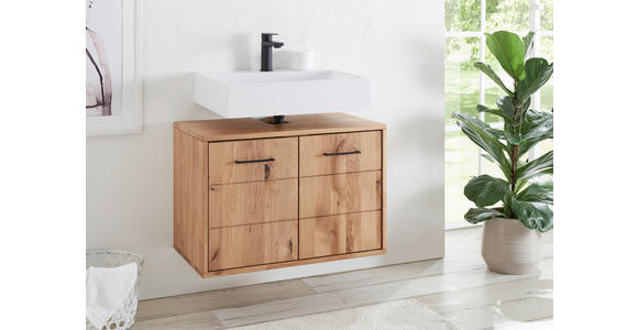 WASCHBECKENUNTERSCHRANK 70/60/40 cm  - Wildeiche/Schwarz, Basics, Holz/Metall (70/60/40cm) - Linea Natura