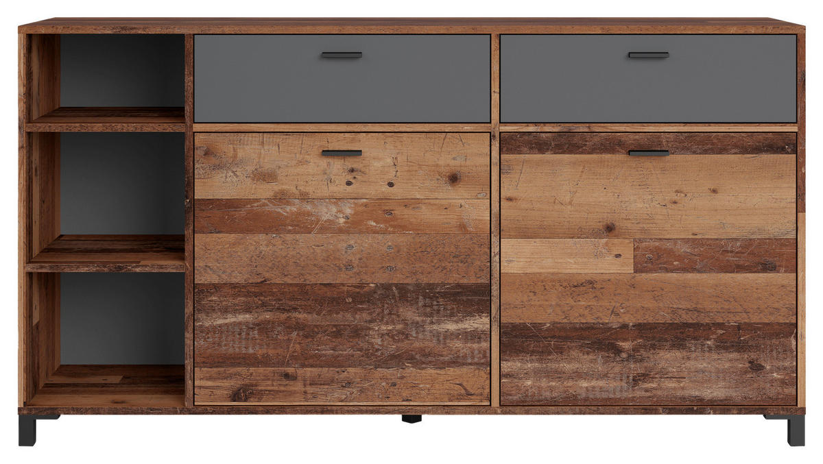 SIDEBOARD Jackson  in 160/85/40 cm  - Anthrazit/Schwarz, Design, Holzwerkstoff/Kunststoff (160/85/40cm) - MID.YOU
