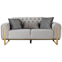 2-SITZER-SOFA Samt Beige  - Beige/Goldfarben, Design, Textil (187/94/84,5cm) - Livetastic
