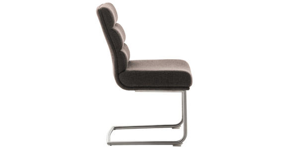 SCHWINGSTUHL in Edelstahl Webstoff - Edelstahlfarben/Cappuccino, Design, Textil/Metall (47/90/64cm) - Dieter Knoll