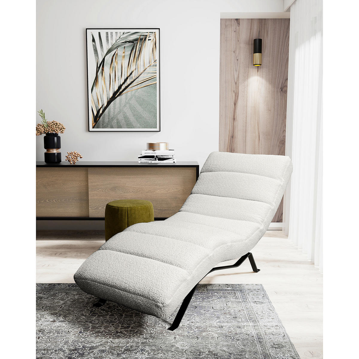 RELAXLIEGE Bouclé Hellgrau  - Hellgrau/Schwarz, Design, Textil/Metall (65/65-95/171cm) - Livetastic