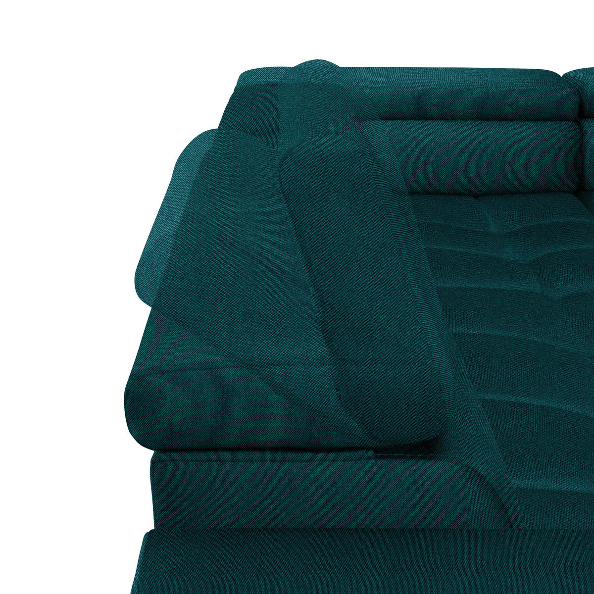 ECKSOFA Petrol Webstoff  - Petrol/Schwarz, Design, Textil/Metall (300/216cm) - Welnova