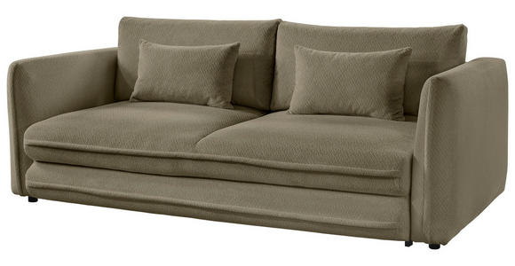 SCHLAFSOFA Struktur Olivgrün Zierkissen, Rückenkissen, Bettkasten, Schlaffunktion, Rücken echt, Liegefläche im Originalstoff  - Schwarz/Olivgrün, KONVENTIONELL, Kunststoff/Textil (237/94/117cm) - Carryhome