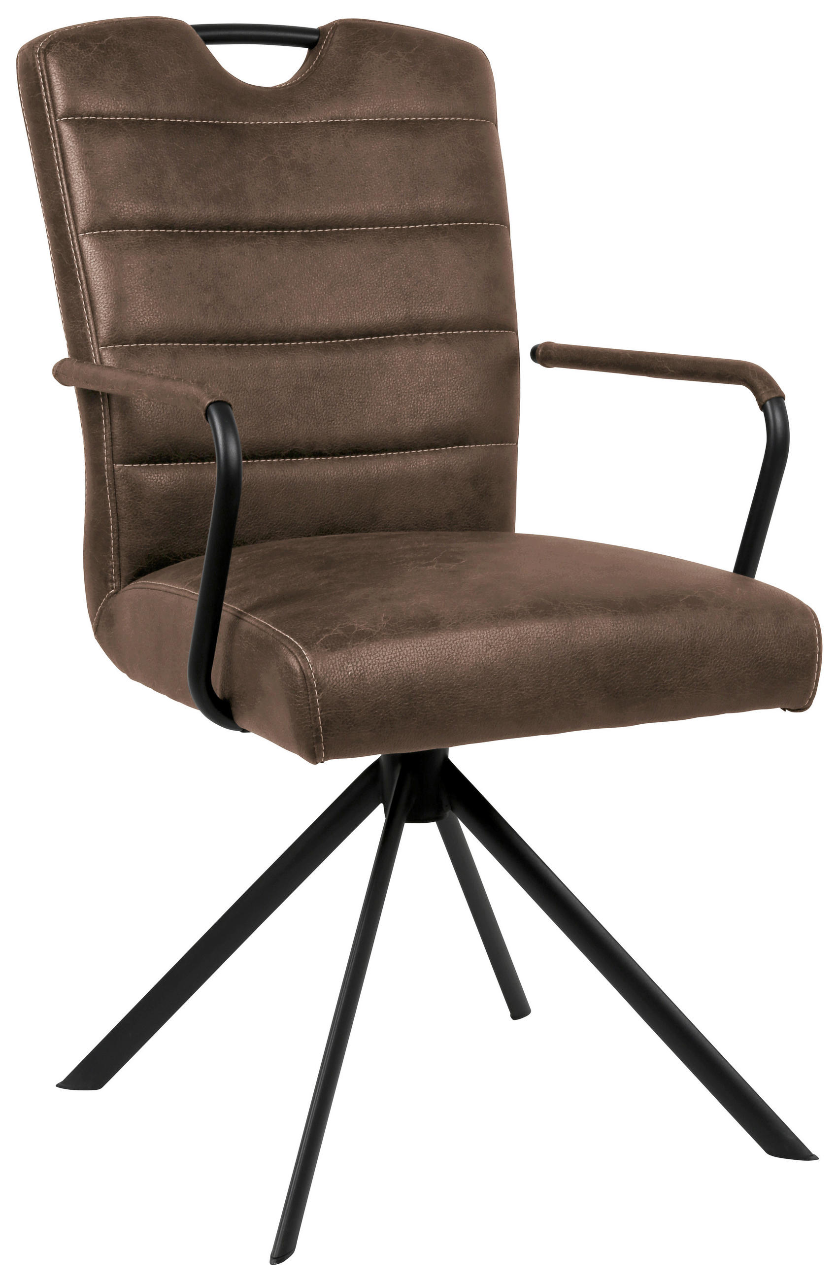 ARMLEHNSTUHL  in Mikrofaser  - Schwarz/Braun, Design, Textil/Metall (50/92,5/62cm) - Ambia Home