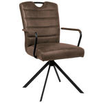 ARMLEHNSTUHL  Sitzfläche 360° drehbar, inklusive Armlehnen, mit Griff, automatische Rückholfunktion Mikrofaser  - Schwarz/Braun, Design, Textil/Metall (50/92,5/62cm) - Ambia Home