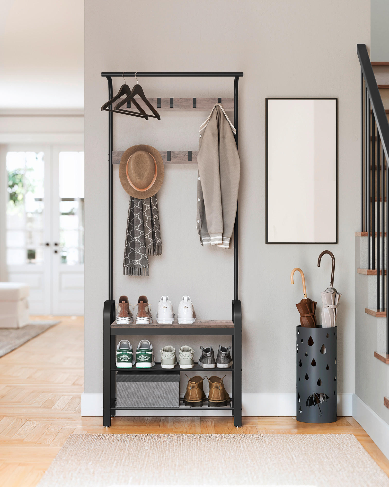 GARDEROBE  in 72/183/33,7 cm  - Schwarz/Grau, Trend, Holzwerkstoff/Metall (72/183/33,7cm) - Boxxx