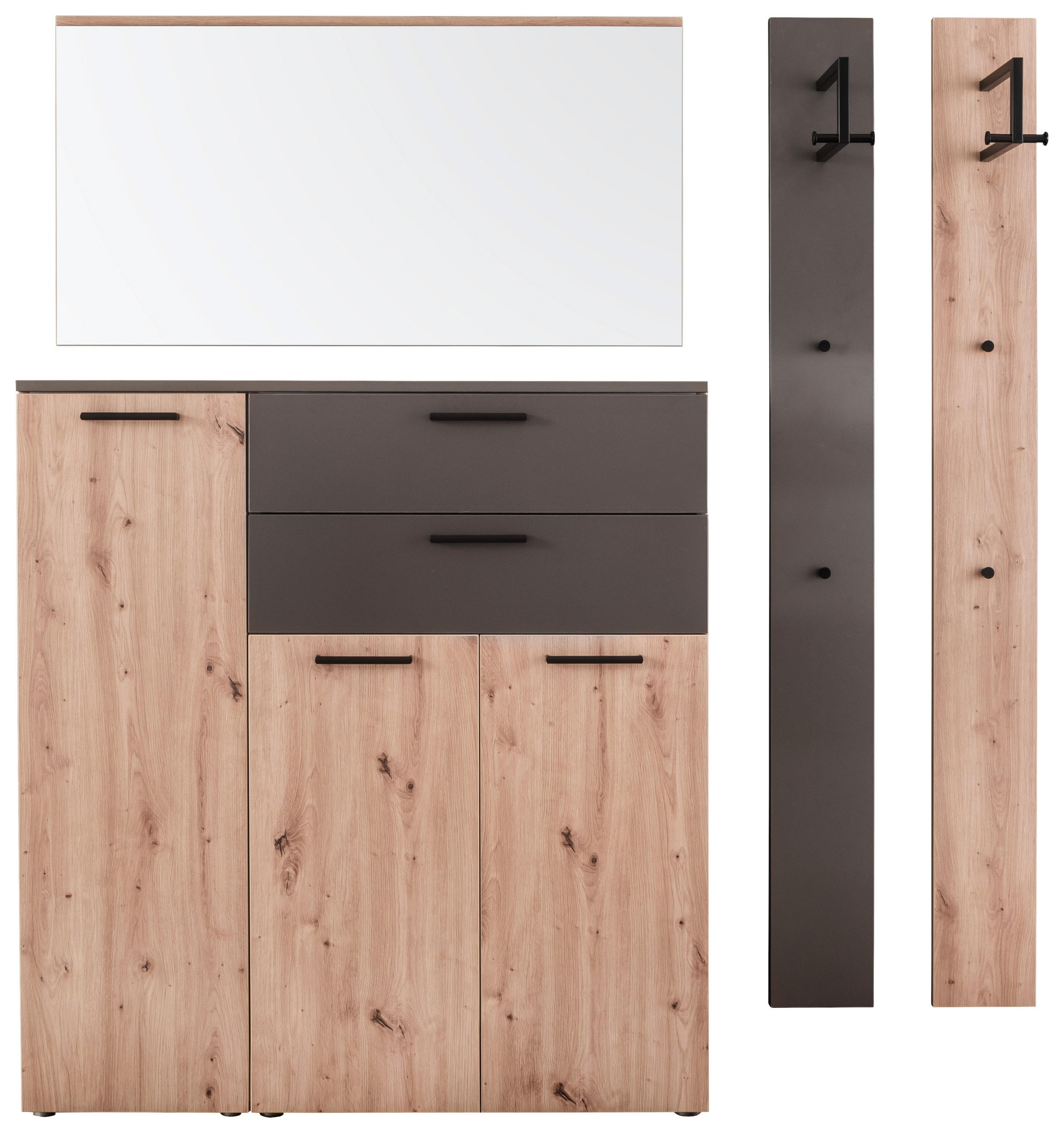 GARDEROBE 4-teilig in 180/200/38 cm - Eichefarben/Braun, Konventionell, Holzwerkstoff (180/200/38cm) - Moderano