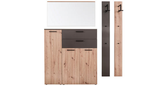 GARDEROBE 4-teilig in 180/200/38 cm - Eichefarben/Braun, KONVENTIONELL, Holzwerkstoff (180/200/38cm) - Moderano