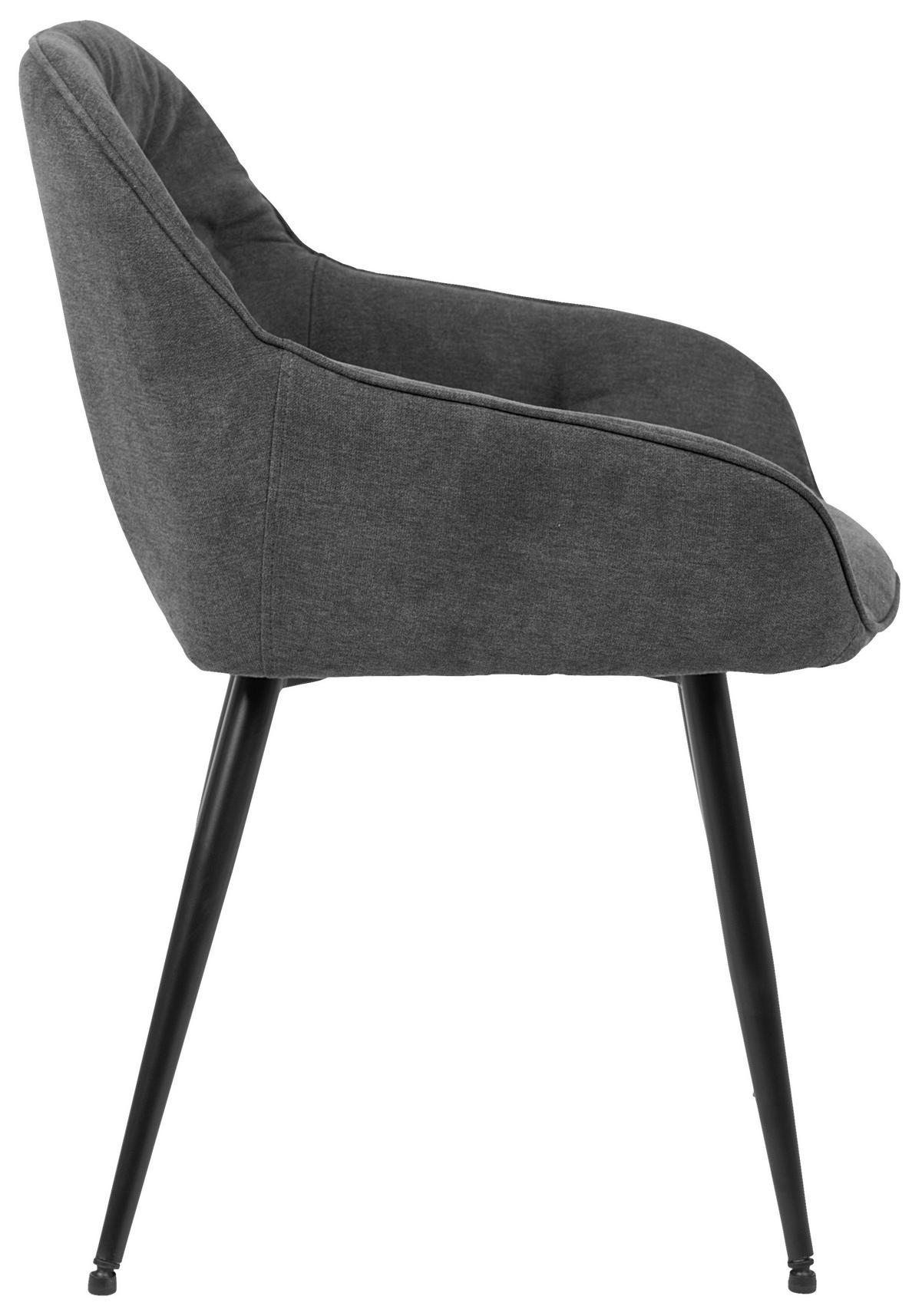 ARMLEHNSTUHL  in Eisen Webstoff  - Schwarz/Grau, ROMANTIK / LANDHAUS, Textil/Metall (55/80/61cm) - Livetastic
