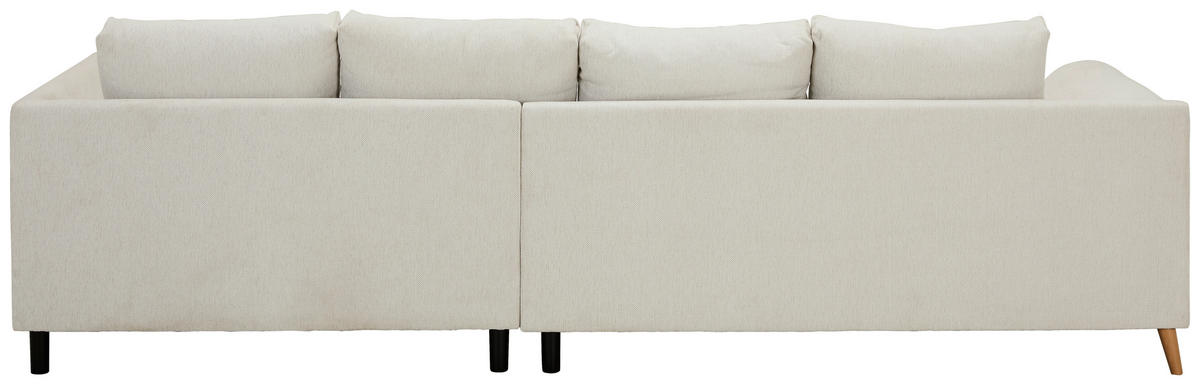 ECKSOFA Grauweiß Flachgewebe  - Buchefarben/Grauweiß, KONVENTIONELL, Holz/Textil (306/202cm) - Carryhome