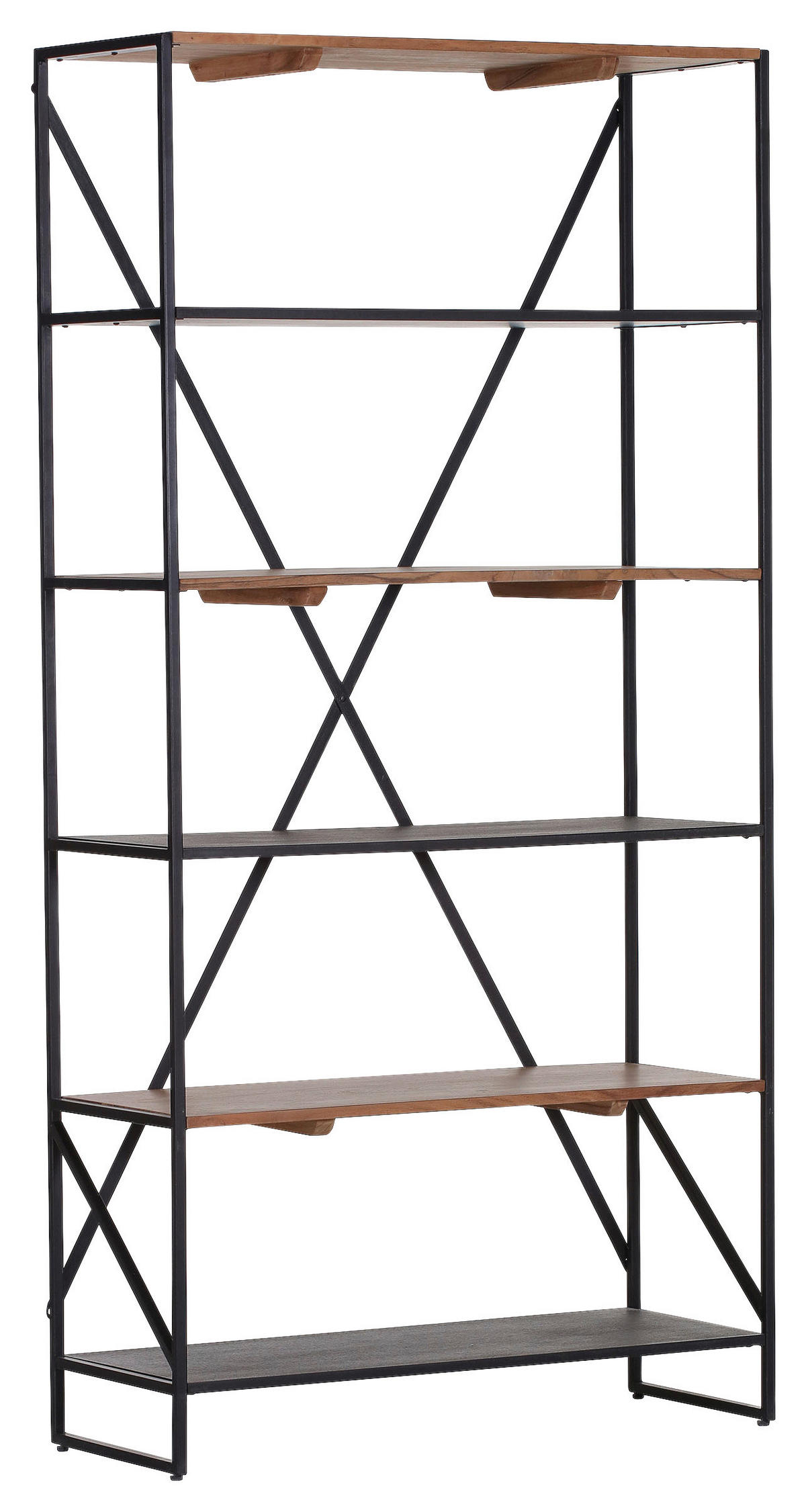 REGAL 95/180/35 cm naravne barve, črna  - črna/naravne barve, Moderno, kovina/leseni material (95/180/35cm) - MID.YOU