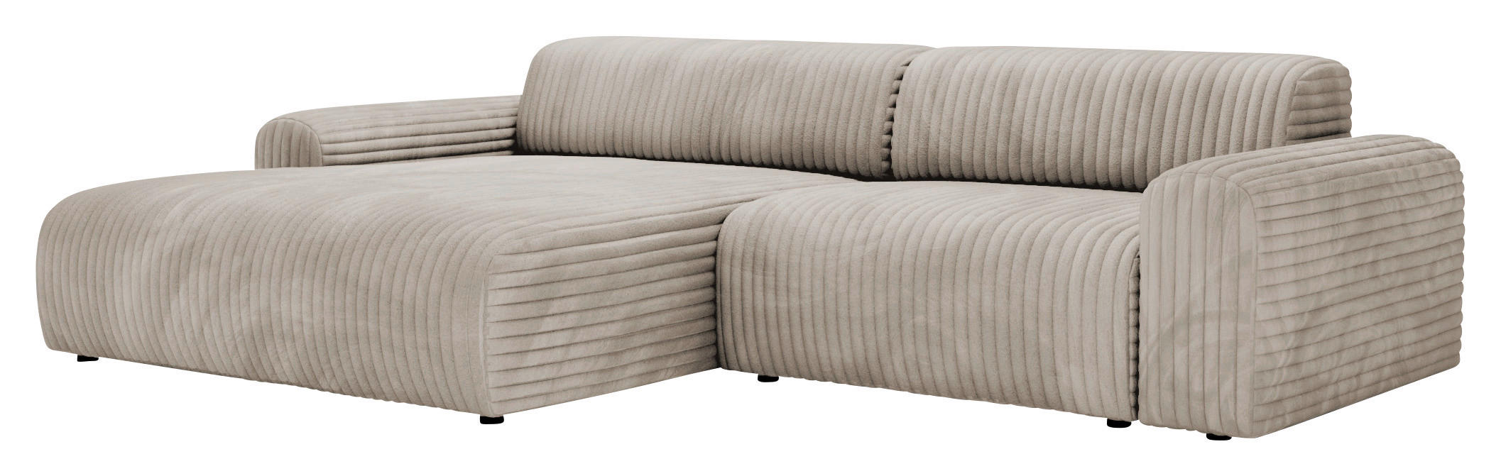 ECKSOFA in Cord Greige  - Greige/Schwarz, Design, Kunststoff/Textil (178/292cm) - Livetastic