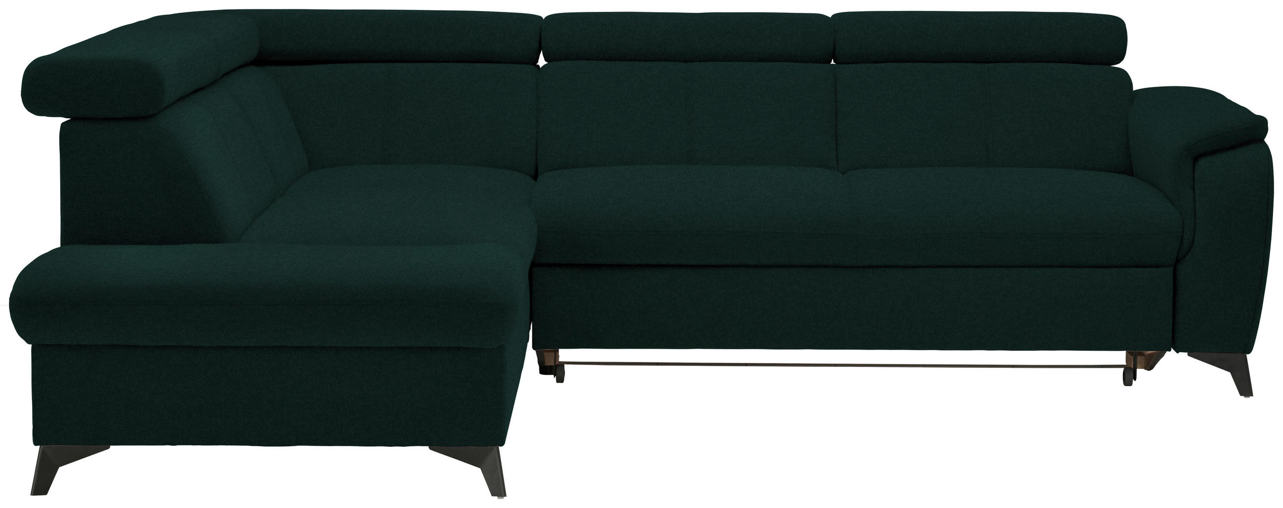 ECKSOFA in Mikrofaser Waldgrün  - Waldgrün/Schwarz, Design, Textil/Metall (203/260cm) - Stylife