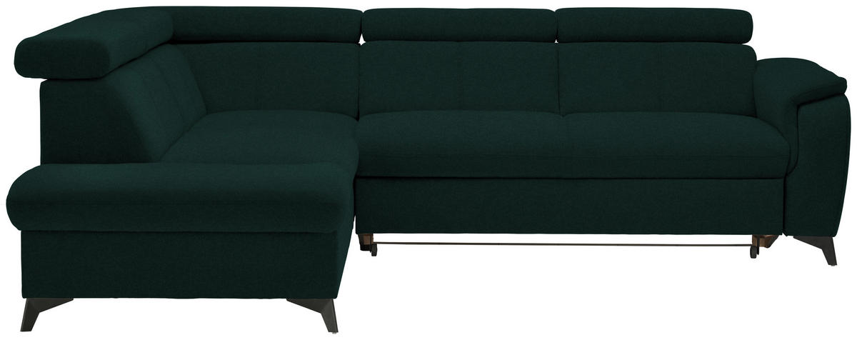 ECKSOFA in Mikrofaser Waldgrün  - Waldgrün/Schwarz, Design, Textil/Metall (203/260cm) - Stylife