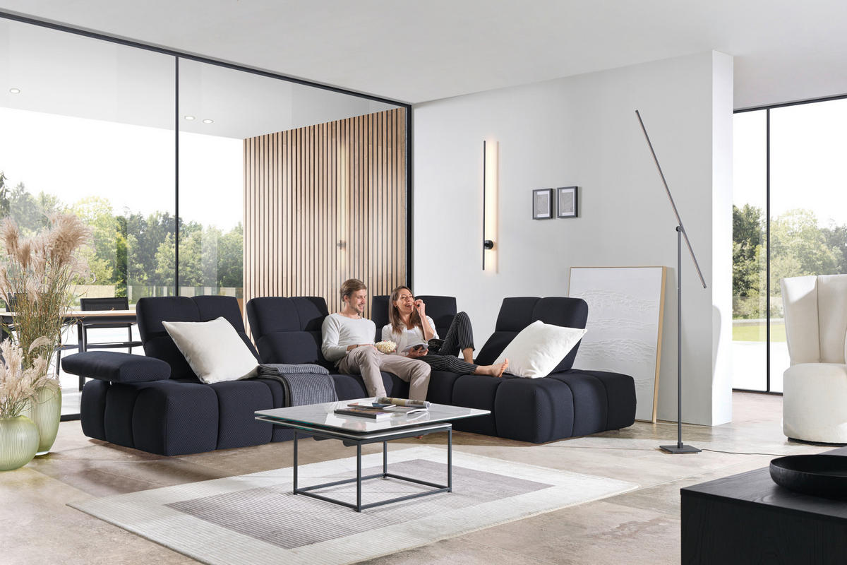 ECKSOFA in Struktur Schwarz  - Schwarz, Design, Kunststoff/Textil (313/233cm) - Emilio Belluti