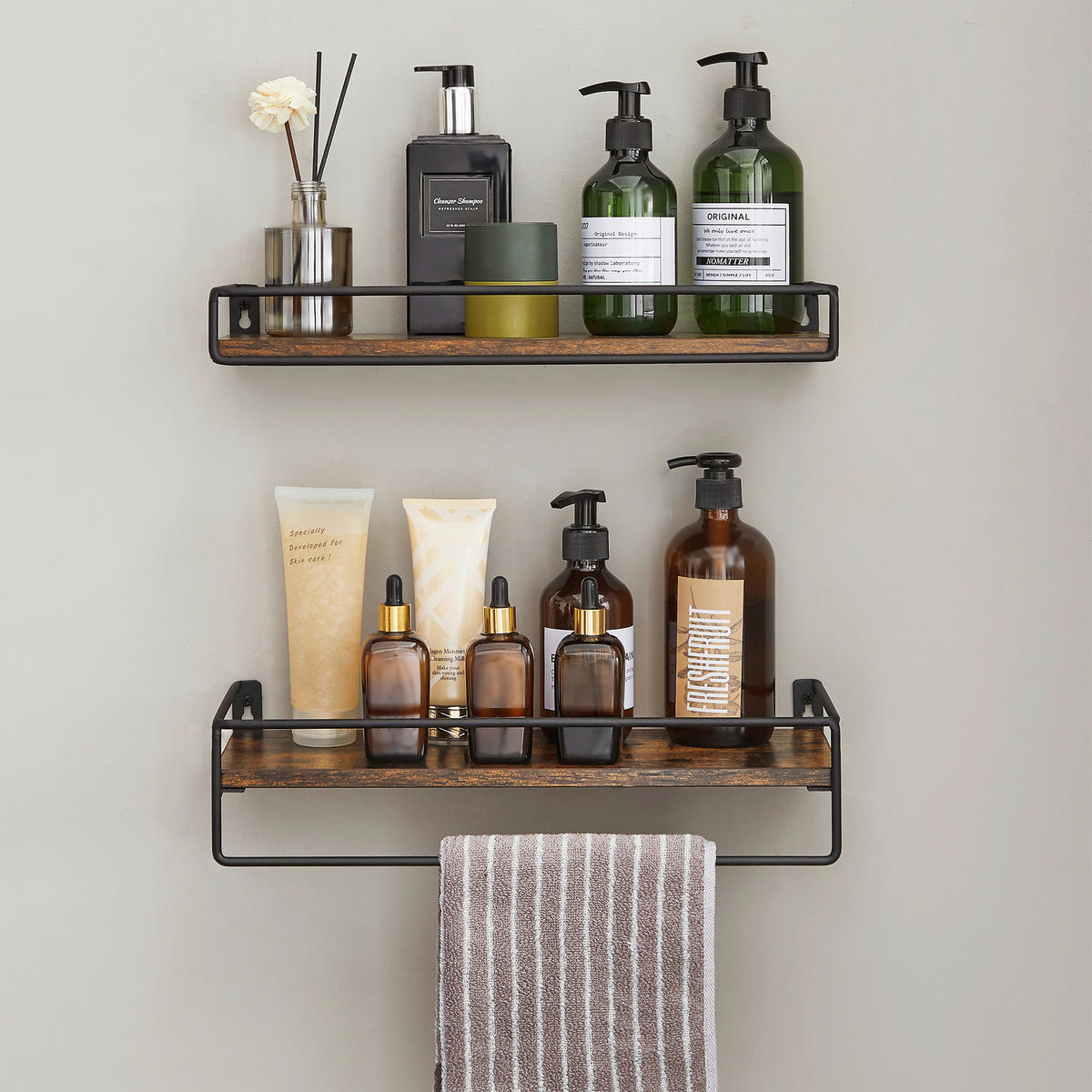 WANDREGALSET 40/5/15,5 cm  - Dunkelbraun/Schwarz, Trend, Holzwerkstoff/Metall (40/5/15,5cm) - MID.YOU