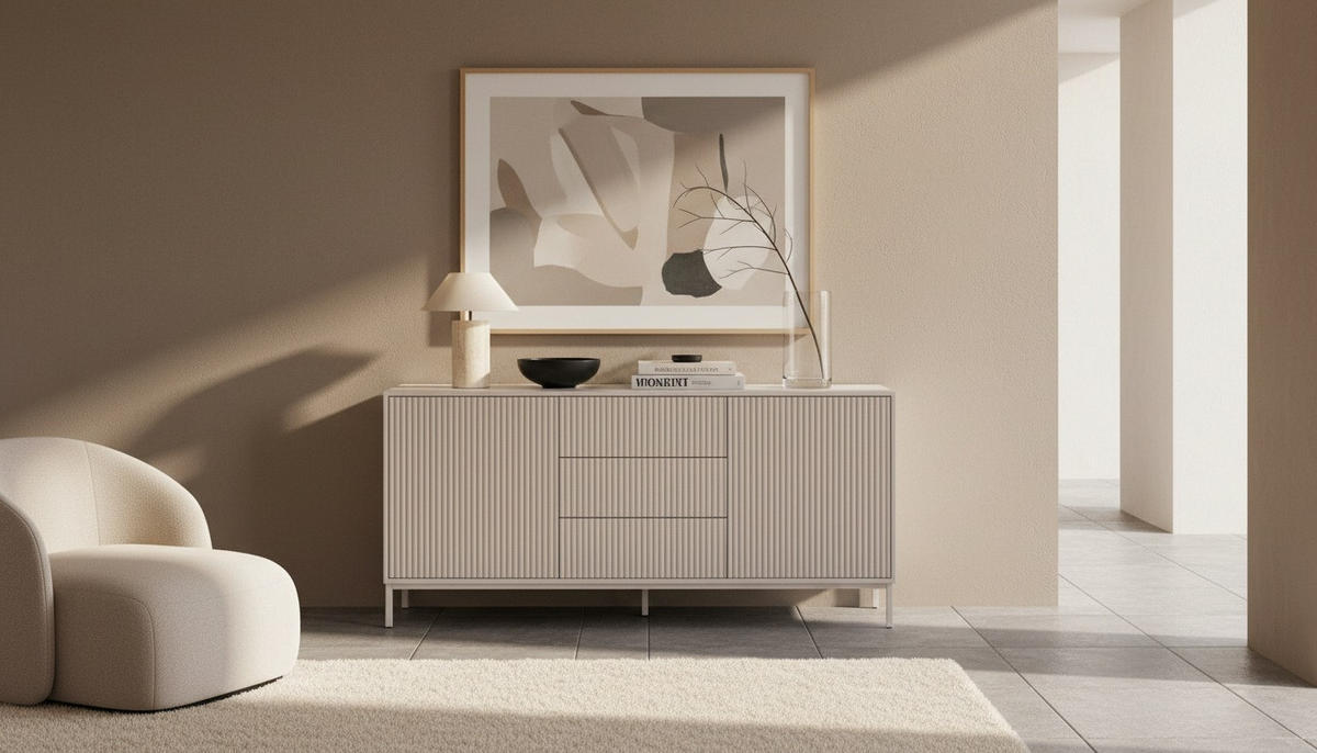 SIDEBOARD  160/75/40 cm 3 Schublade(n)  - Kaschmir, Design, Holzwerkstoff/Metall (160/75/40cm) - Carryhome