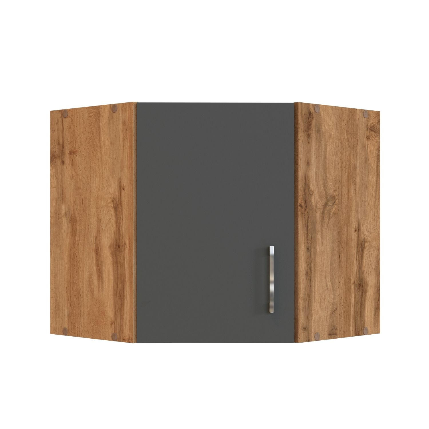 Eckoberschrank B: 60 Cm Eiche Dekor/anthrazit 1 Drehtüre