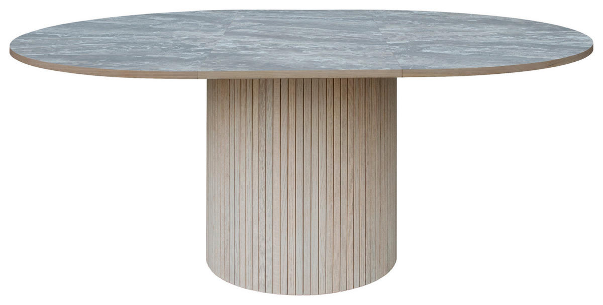MATBORD 130-180/130/75 cm imitation, delar i massivt trä  trä finns i olika trädekorer rund ljusgrå, ek Bianco  - ek Bianco/ljusgrå, Modern, trä (130-180/130/75cm) - Niels Andersson