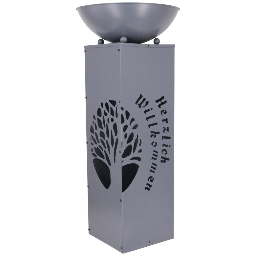 Led Dekosäule Mit Schale Welcome H: 87 Cm