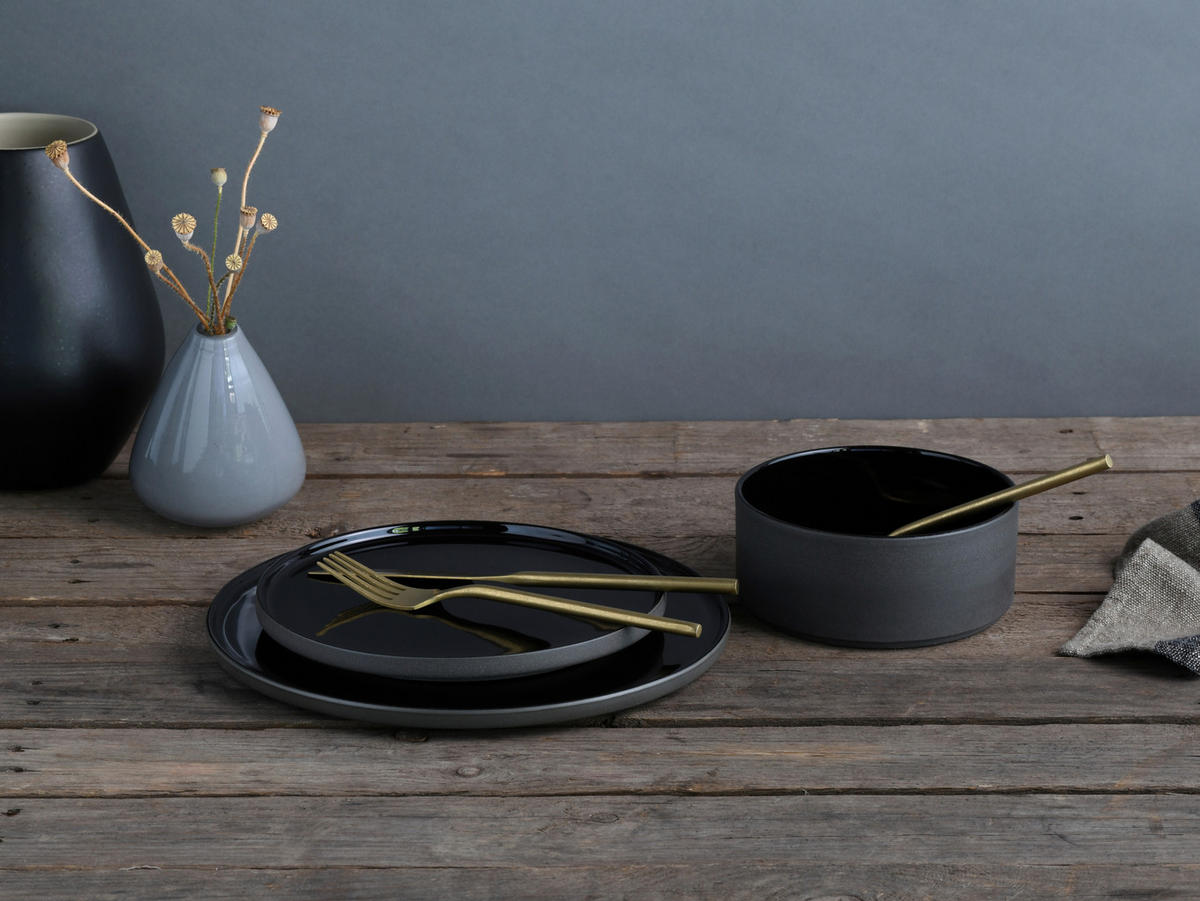 DESSERTTELLERSET Futuro 4-teilig  - Schwarz, Basics, Keramik (21,5/21,55/13cm) - Creatable